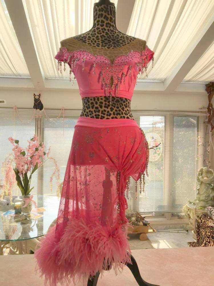 Pink Latin Dress | 2Piece | Rhythm | Feathers