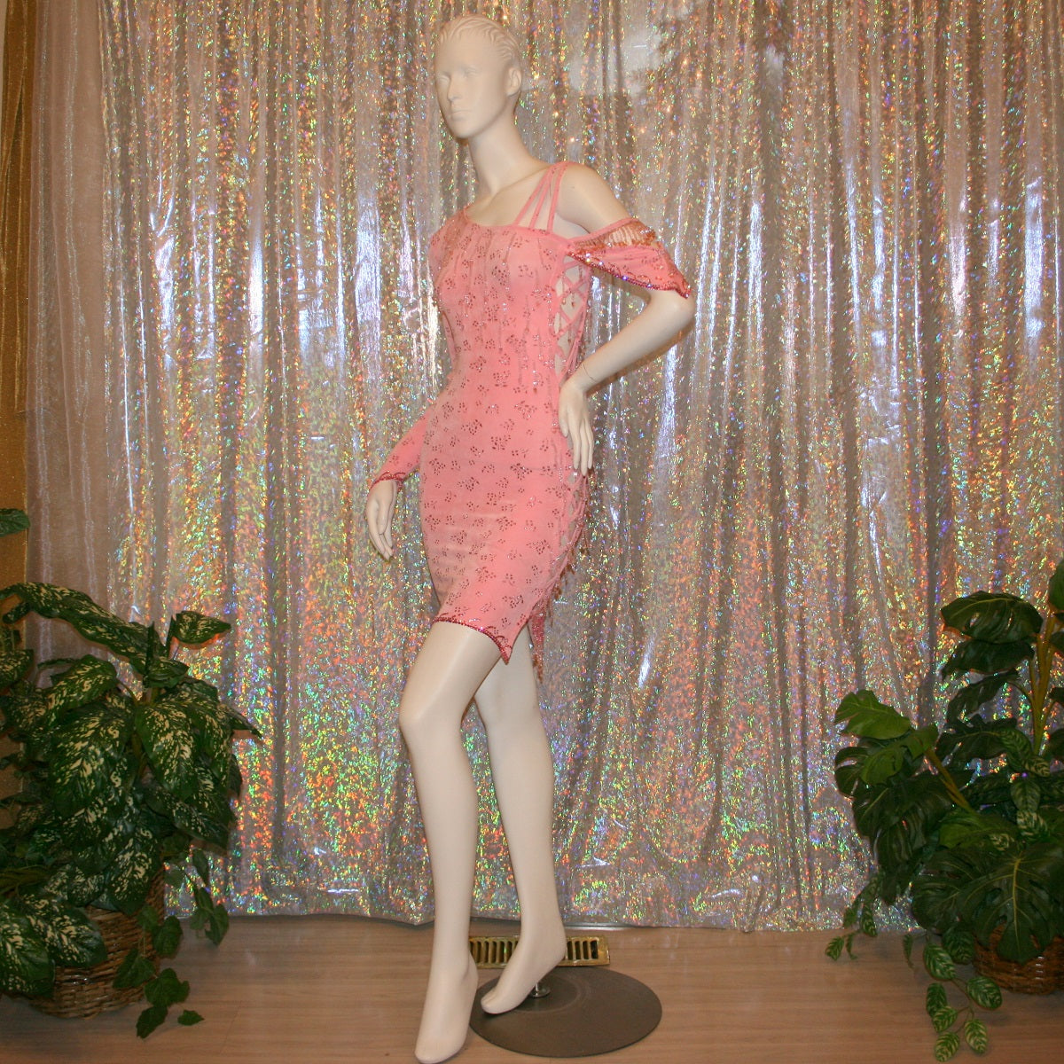 Latin-Rhythm Dress | Pink | Size 1/2-7/8 Crystal's Creations Latin-Rhythm Dress | Pink | Size 1/2-7/8 Crystal's Creations