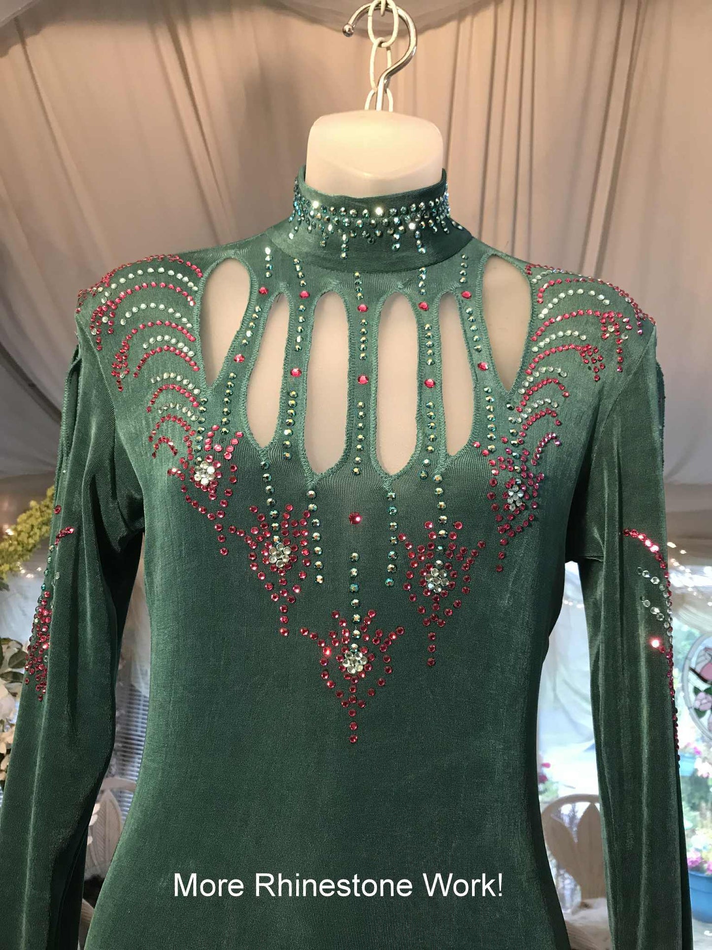 Teal Latin-Rhythm Dress with Teal & Fuchsia Peacock Print Accents-Sheila