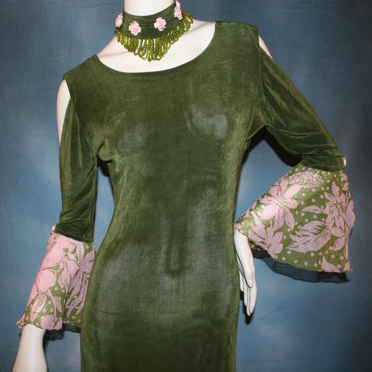 Olive Green Social Ballroom Dress-Olive Delight