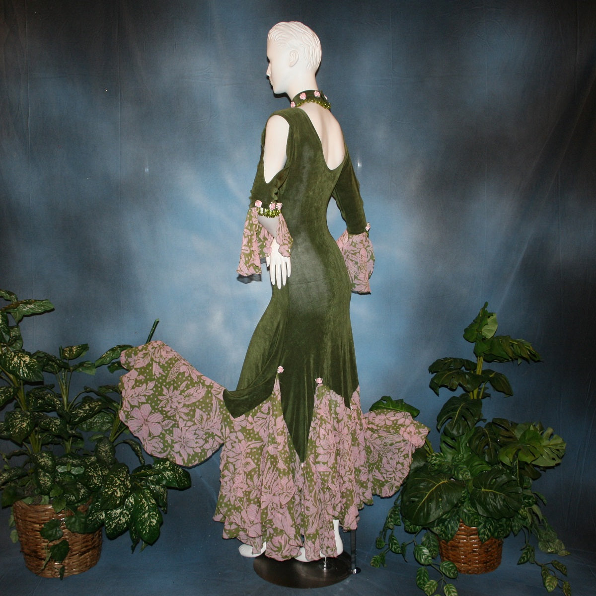 Olive Green Social Ballroom Dress-Olive Delight