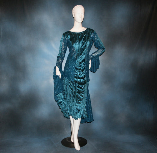 Deep Blue Sequined Velvet Dance Set-Jaylee