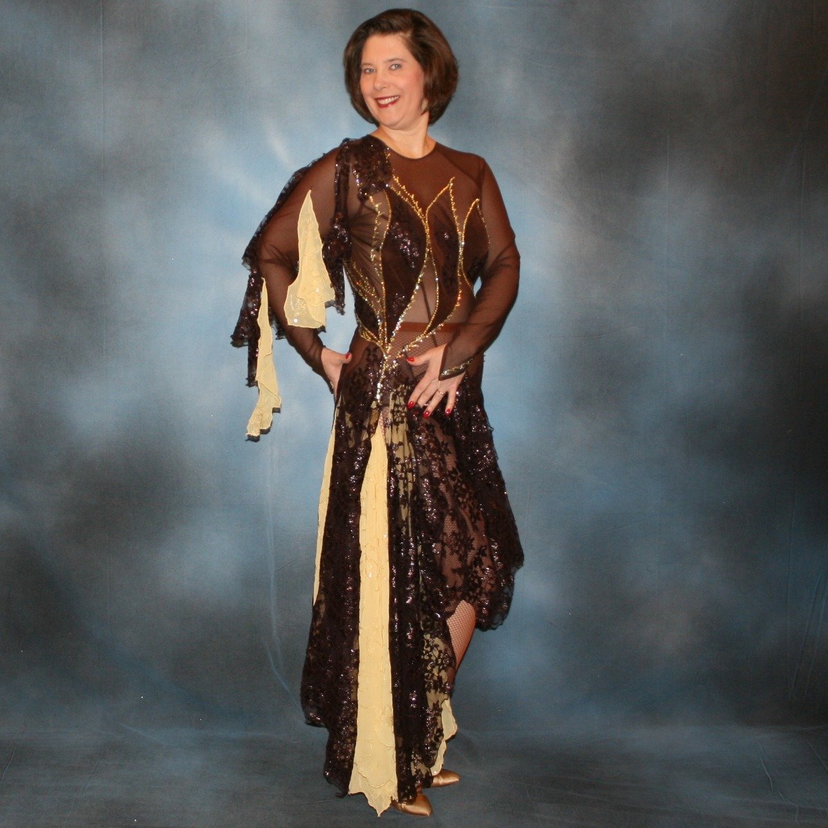 Brown Ballroom Show Dance Dress