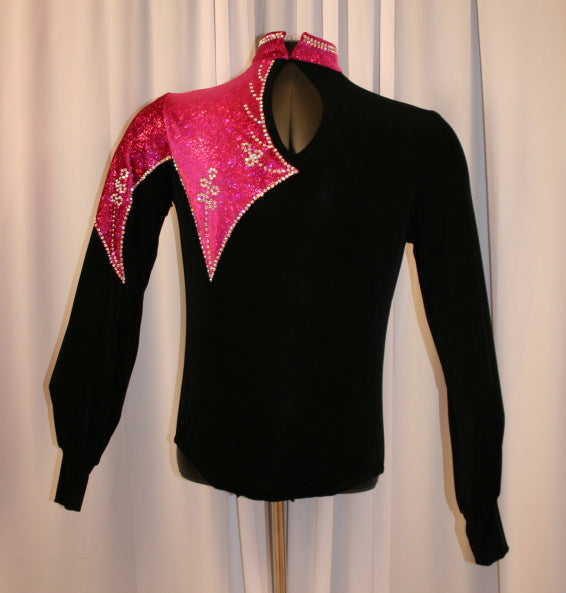 Fuchsia Glitter Stretch Velvet Latin-Rhythm Dance Set on Sale-Dazzle