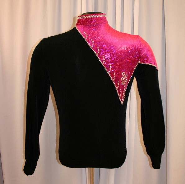 Fuchsia Glitter Stretch Velvet Latin-Rhythm Dance Set on Sale-Dazzle