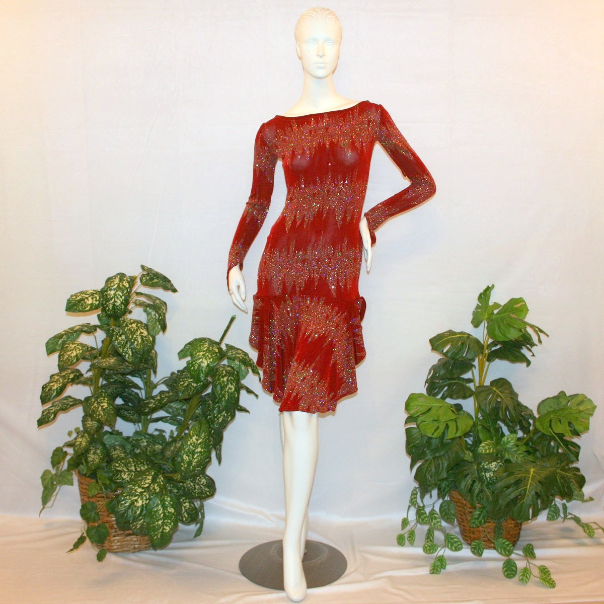 Red Social Latin-Rhythm-Tango Dress