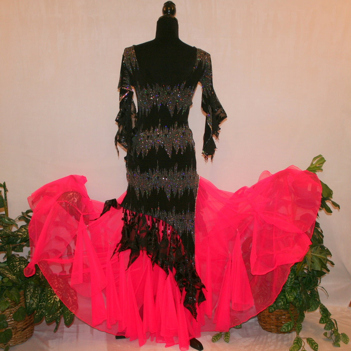 Black Converta Ballroom Dress with Hot Pink Ballroom Skirt-Kuntsa