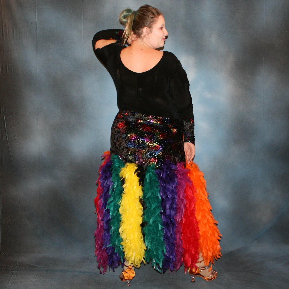 Black Plus Size Latin-Rhythm Dress with Colorful Accents-Mardi Gras