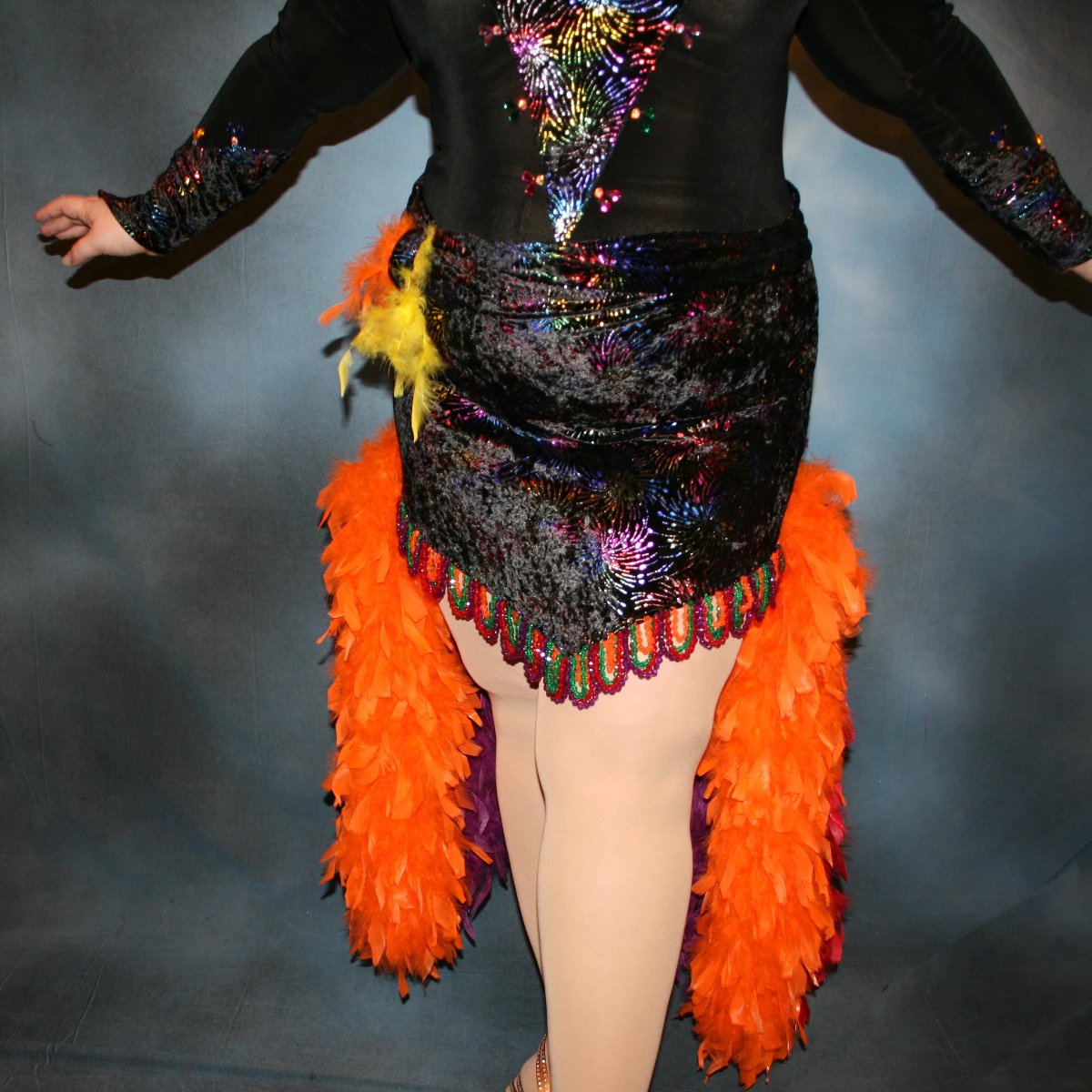 Black Plus Size Latin-Rhythm Dress with Colorful Accents-Mardi Gras