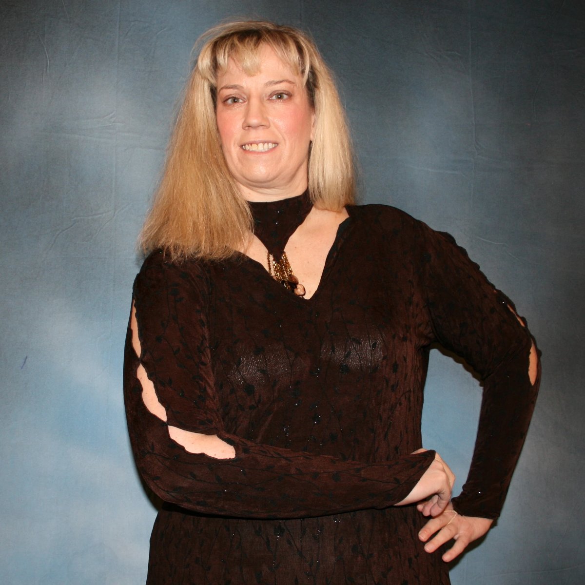 Plus Size Brown Tango-Rumba-Bolero Dress with Black Accents-Marianna