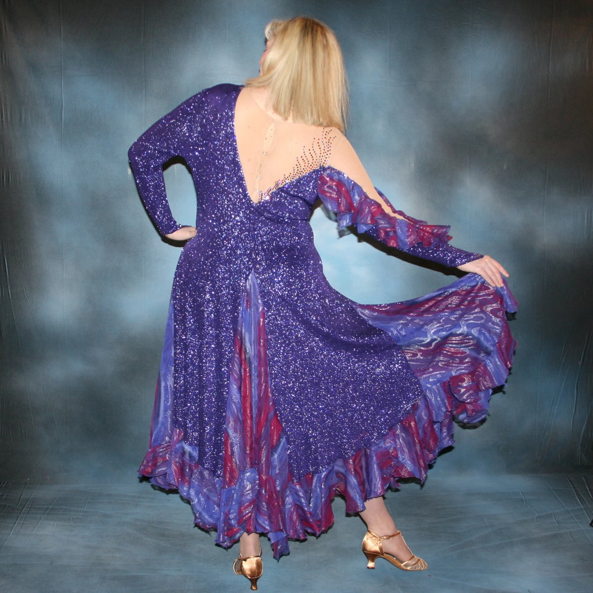 Purple Plus Size Ballroom Dress with Lots of Flounces-Marisa