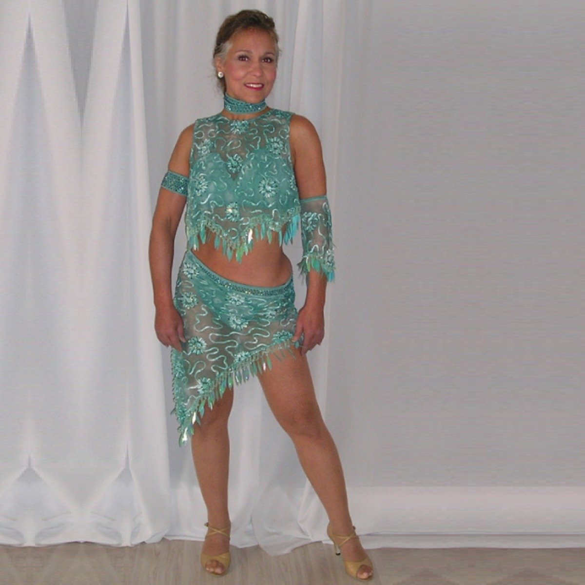 Aqua Latin-Rhythm Dress | 2 piece | Soutache Lace | Size 5/6-9/10 Aqua Latin-Rhythm Dress | 2 piece | Soutache Lace | Size 5/6-9/10