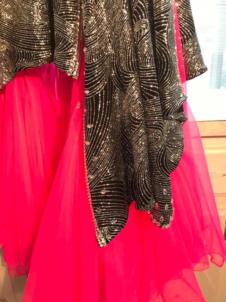 Silver & Black Swirls Converta Ballroom Dress with 4 Skirts-Nyla