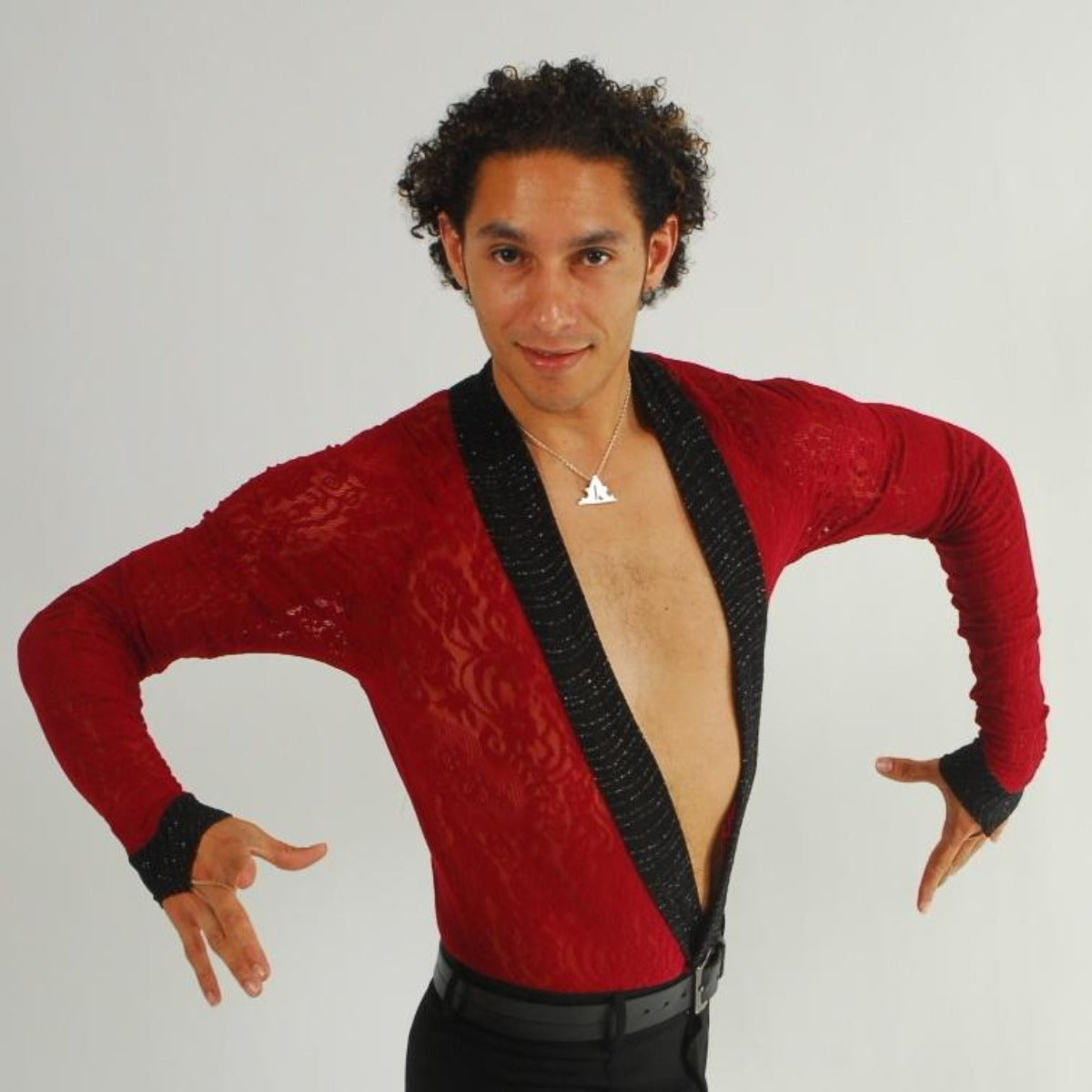 Crystal's Creations men's deep red Latin shirt