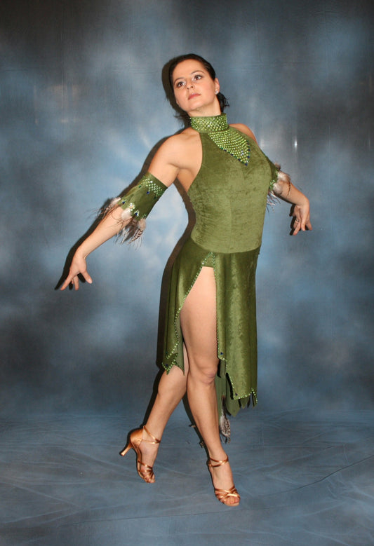 Olive Green Latin-Rhythm Dress on Sale-Southwest