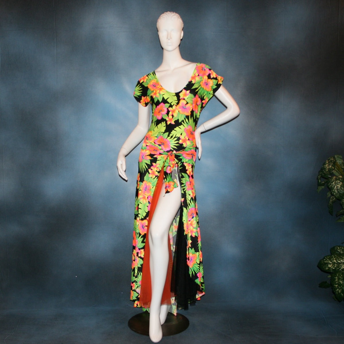 Tropical Print Bodysuit & Ballroom Skirt-Tropical