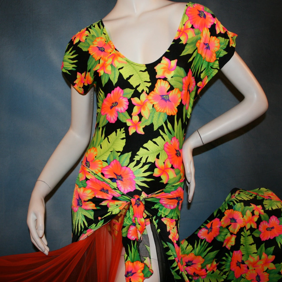 Tropical Print Bodysuit & Ballroom Skirt-Tropical