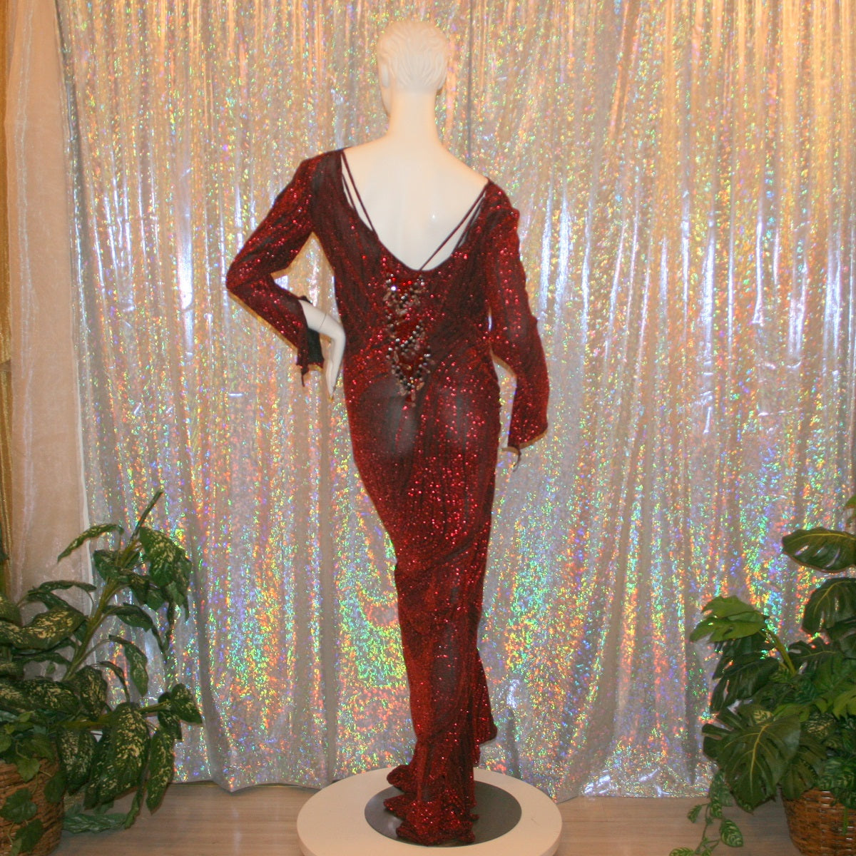 Red & Black Tango-Bolero-Rumba Dress-Waves of Fire