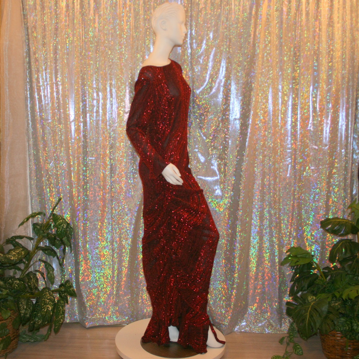 Red & Black Tango-Bolero-Rumba Dress-Waves of Fire