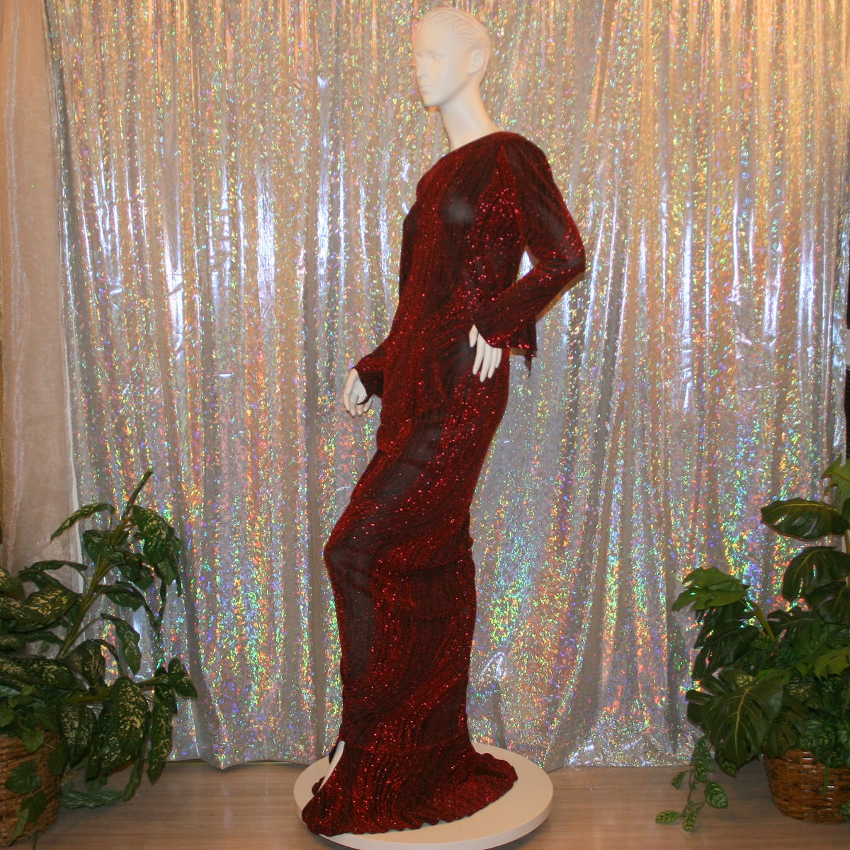 Red & Black Tango-Bolero-Rumba Dress-Waves of Fire