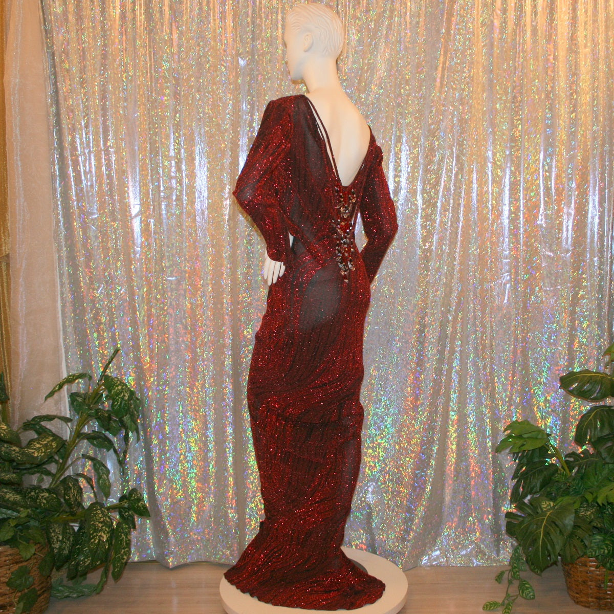 Red & Black Tango-Bolero-Rumba Dress-Waves of Fire