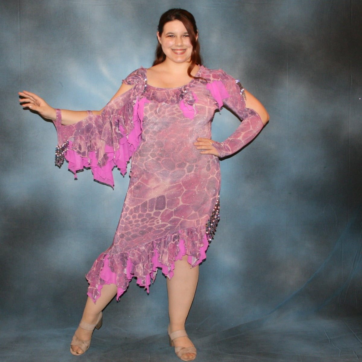 Violet & Orchid Print Latin - Rhythm Dress | Size 5/6-11/12 Violet & Orchid Print Latin - Rhythm Dress | Size 5/6-11/12