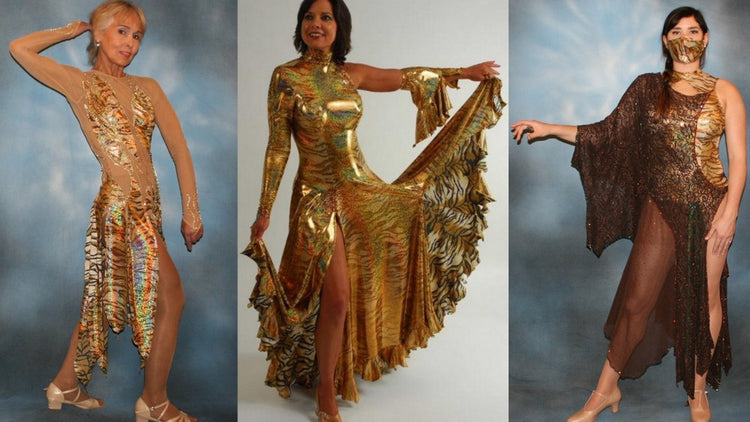 Golden Tigress Collection | Gold Tiger Print Latin & Tango Dresses Crystal's Creations Golden Tigress Collection | Gold Tiger Print Latin & Tango Dresses Crystal's Creations