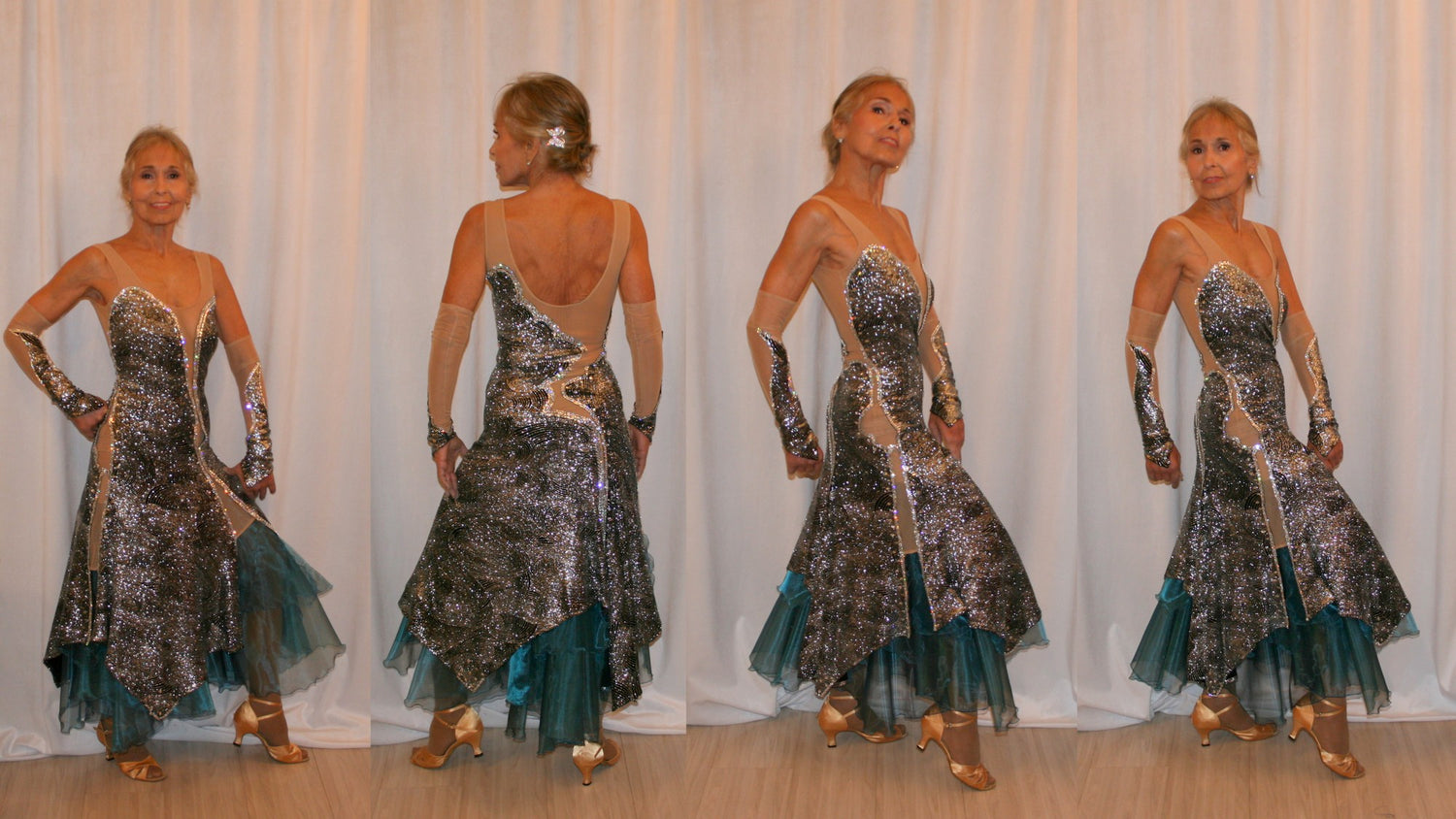 Silver Swirls Ballroom Dresses