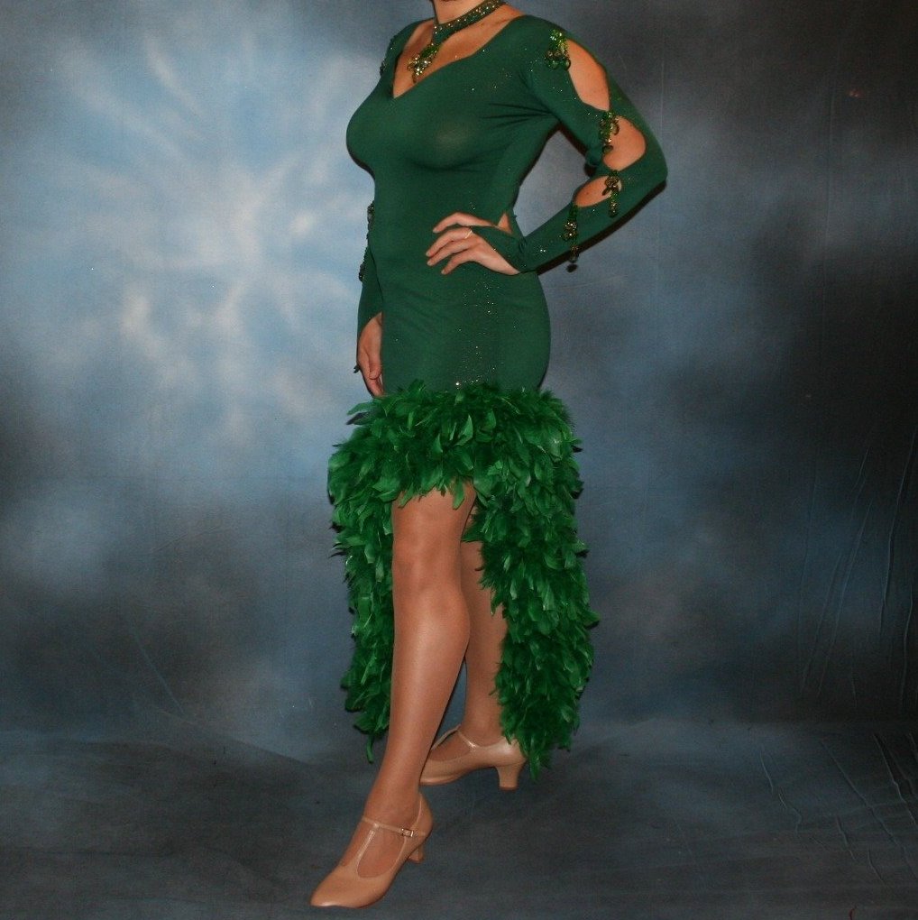 Emerald Green Latin - Rhythm Dress | Feathers | Size 5/6-11/12 Emerald Green Latin - Rhythm Dress | Feathers | Size 5/6-11/12