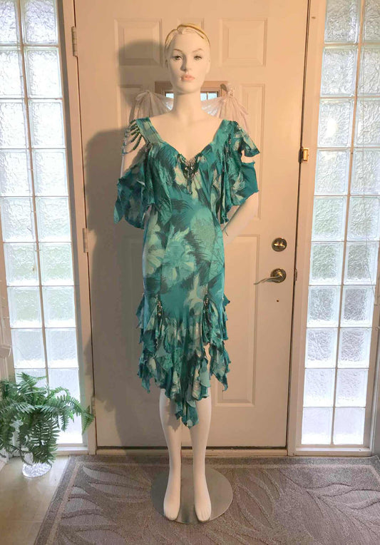 Tropical Print Latin-Rhythm Dress-Kahula