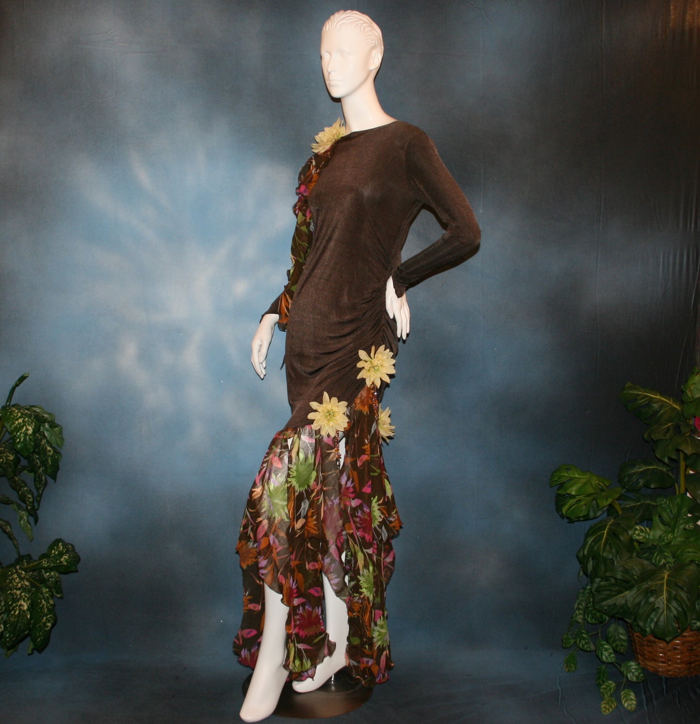 Brown Ballroom Dress-Fall Flowers 2