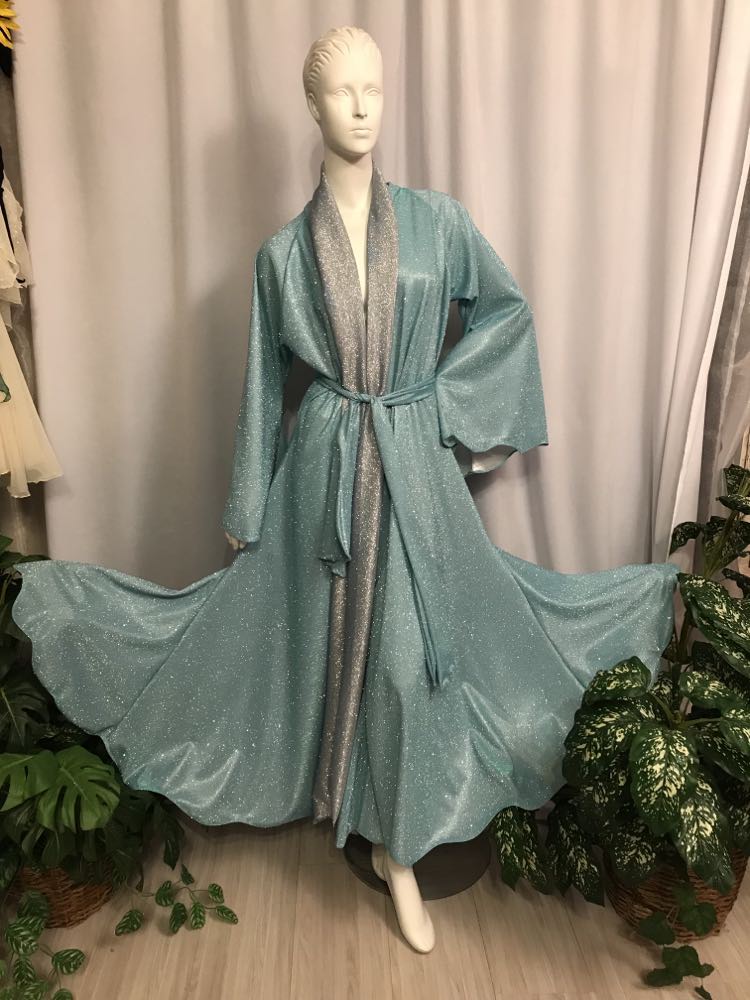 Word Glam Robe Dazzling Aqua Ballroom Glamour Robe - Scalloped | Custom – Crystal’s ...