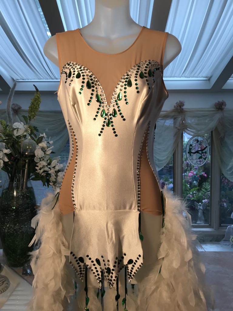 White Latin-Rhythm Dress On Sale | Feathers | Size 3/4-7/8 White Latin-Rhythm Dress On Sale | Feathers | Size 3/4-7/8