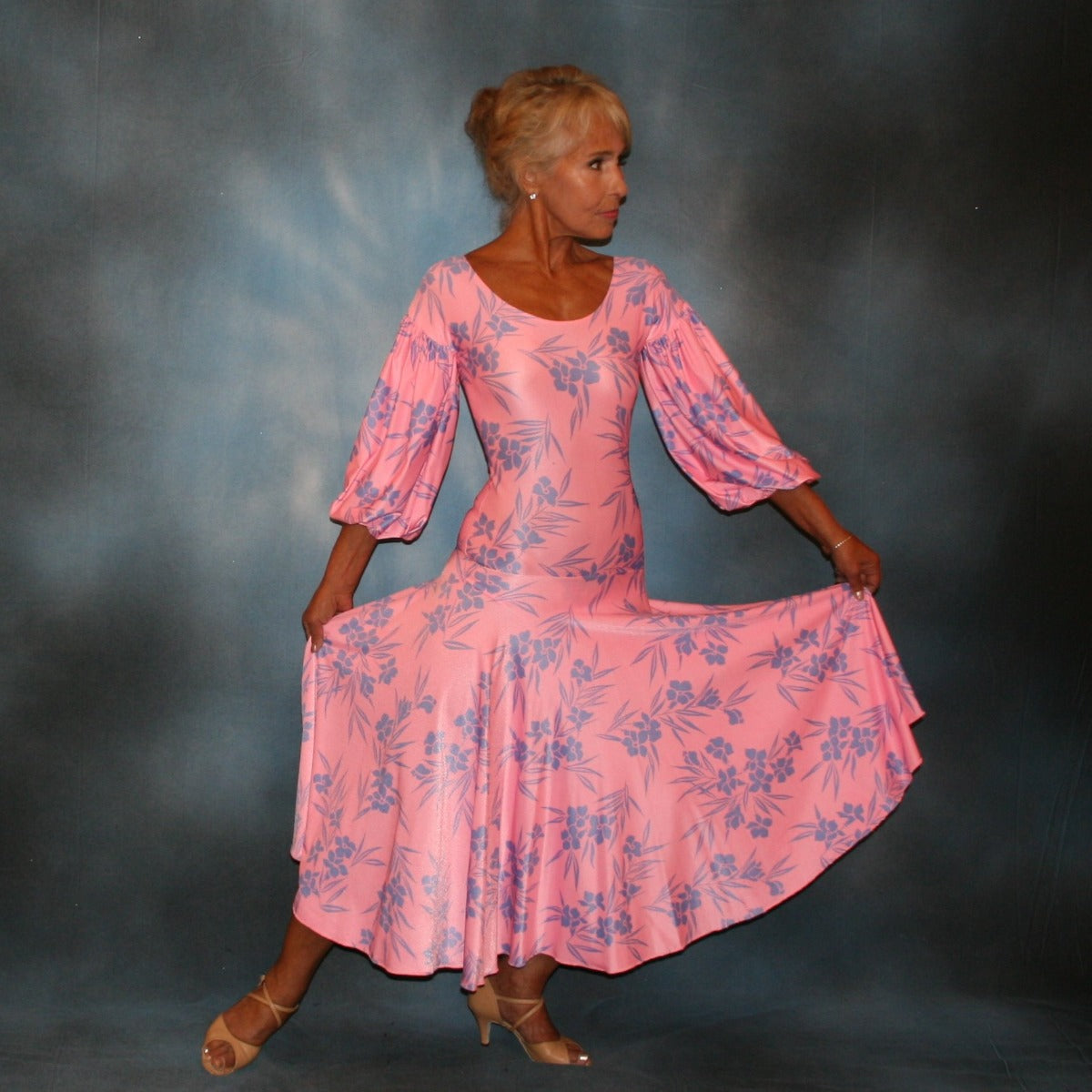 pink pouf dress Ultimate Lillie Rubin 80's Dress Pink Print Silk Drop Waist Taffeta Pouf Dress S