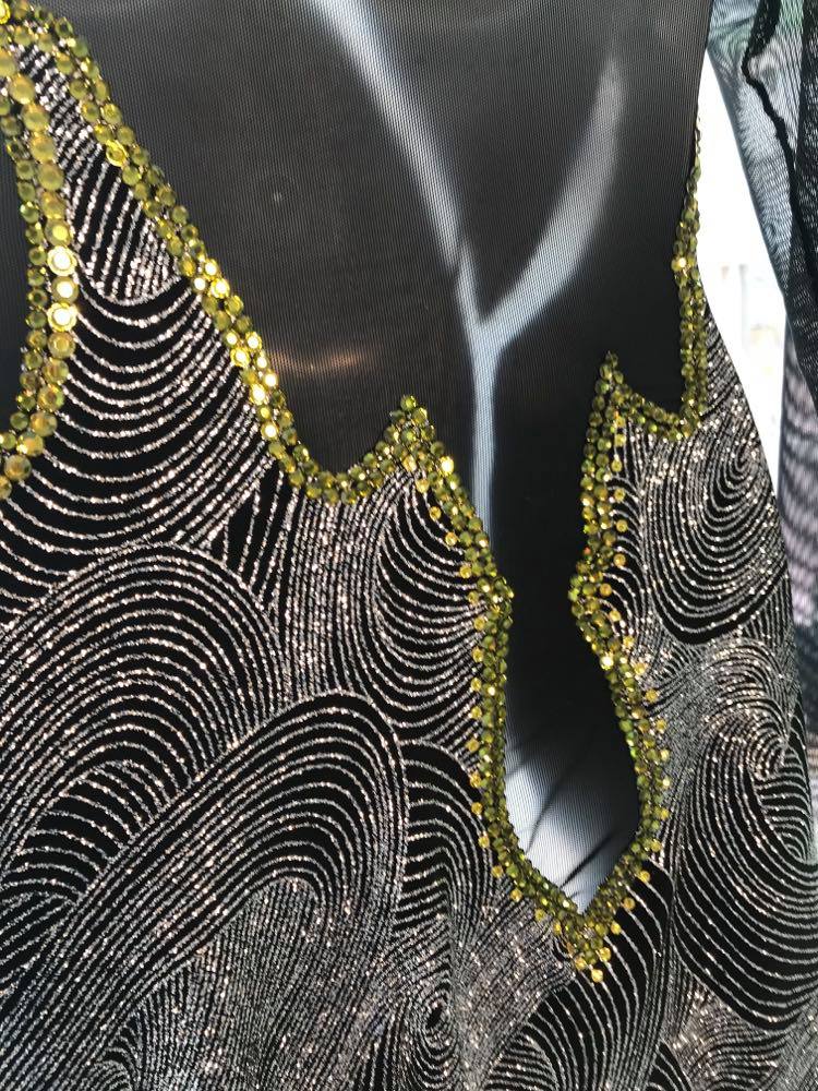 Silver Latin - Rhythm Dress | Lime Green Accents | Size 5/6-9/10 Silver Latin - Rhythm Dress | Lime Green Accents | Size 5/6-9/10