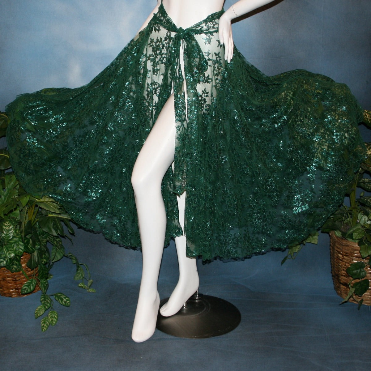 Crystal's Creations green metallic lace ballroom skirt