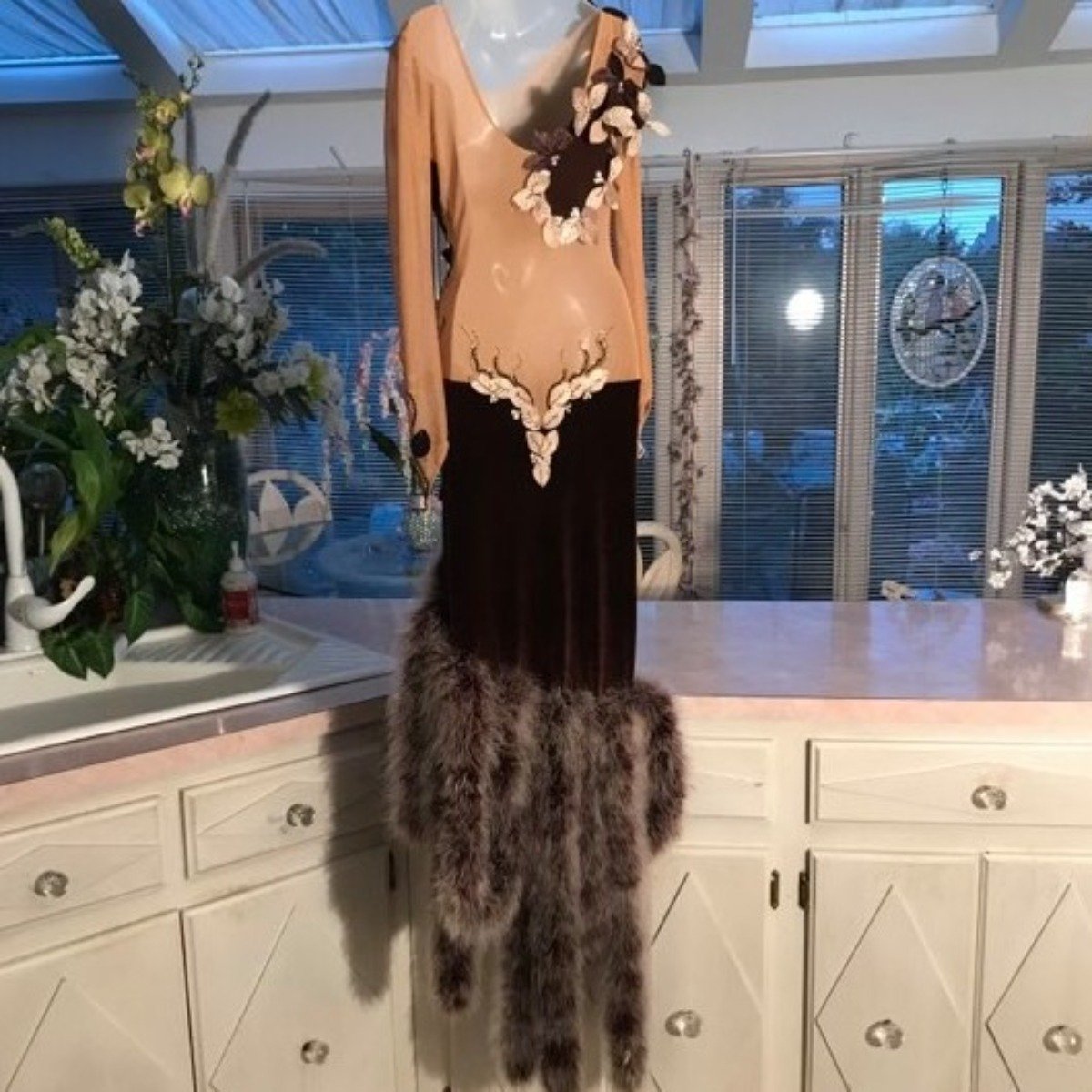 Brown Latin Dress | Rhythm | Marabou Feathers | Size 1/2-5/6 Brown Latin Dress | Rhythm | Marabou Feathers | Size 1/2-5/6