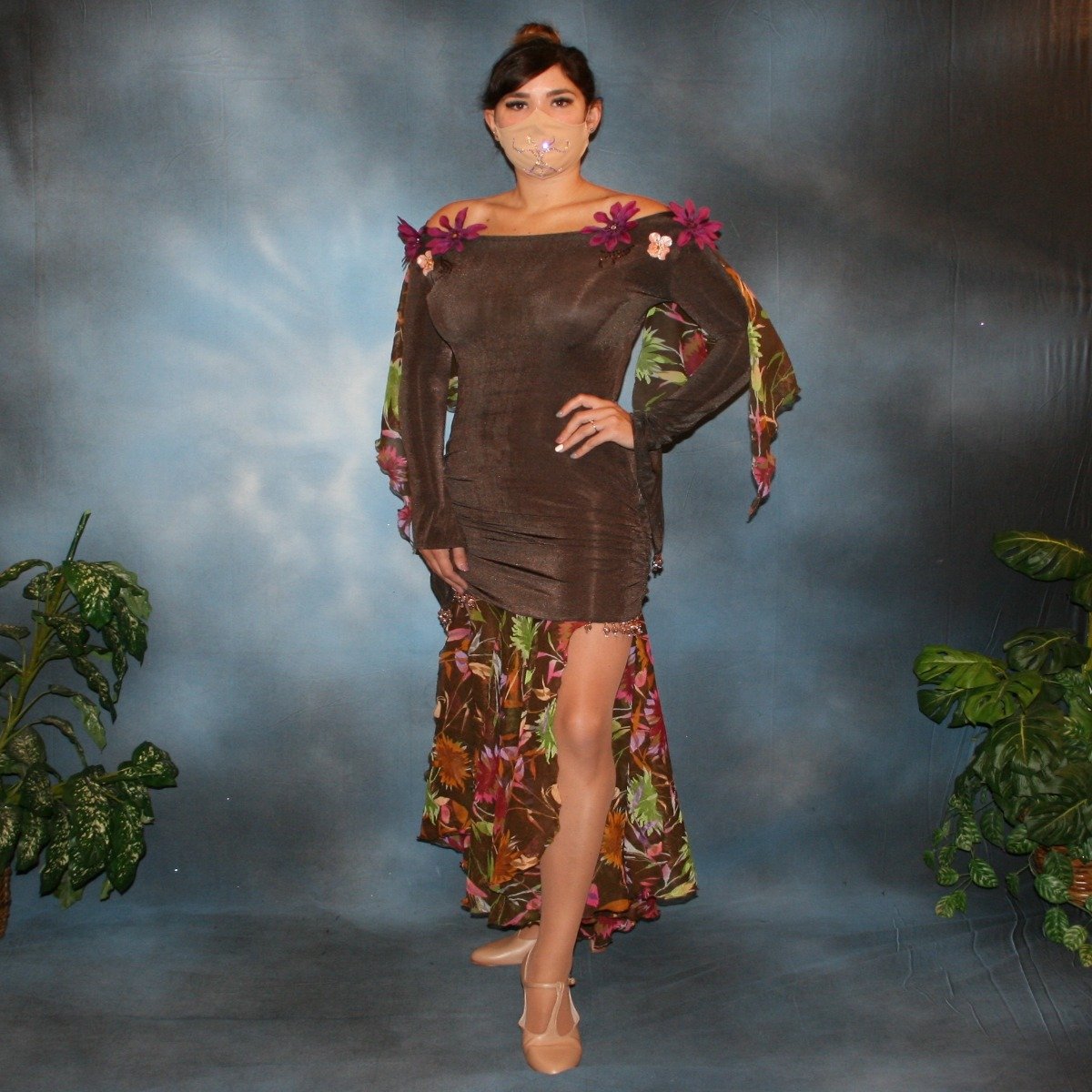 Brown Lace Latin-Rhythm Dress-Chocolate Indulgence