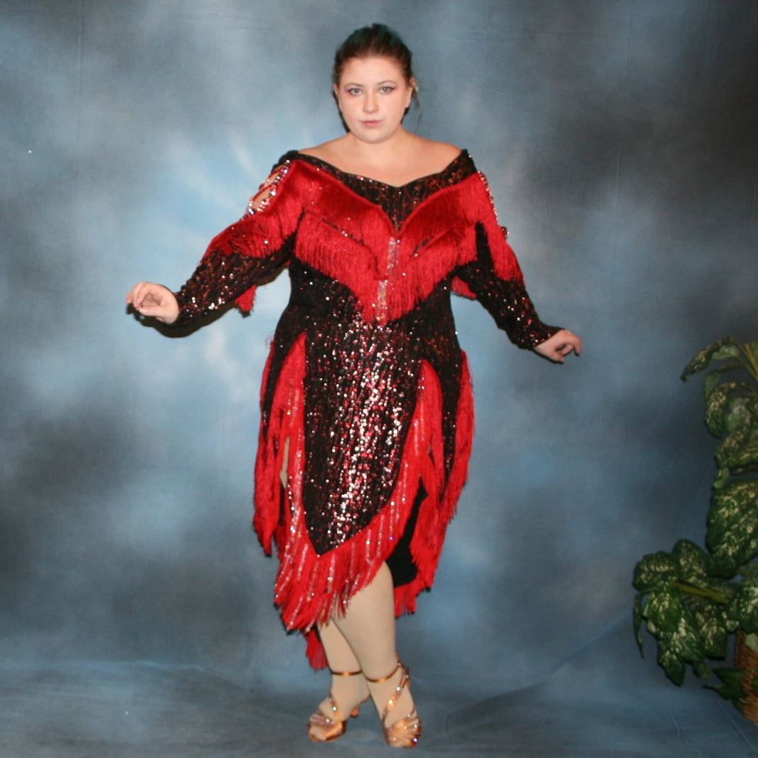 Black Plus Size Ballroom Dress-Blue & Pink Accents-April main image 0