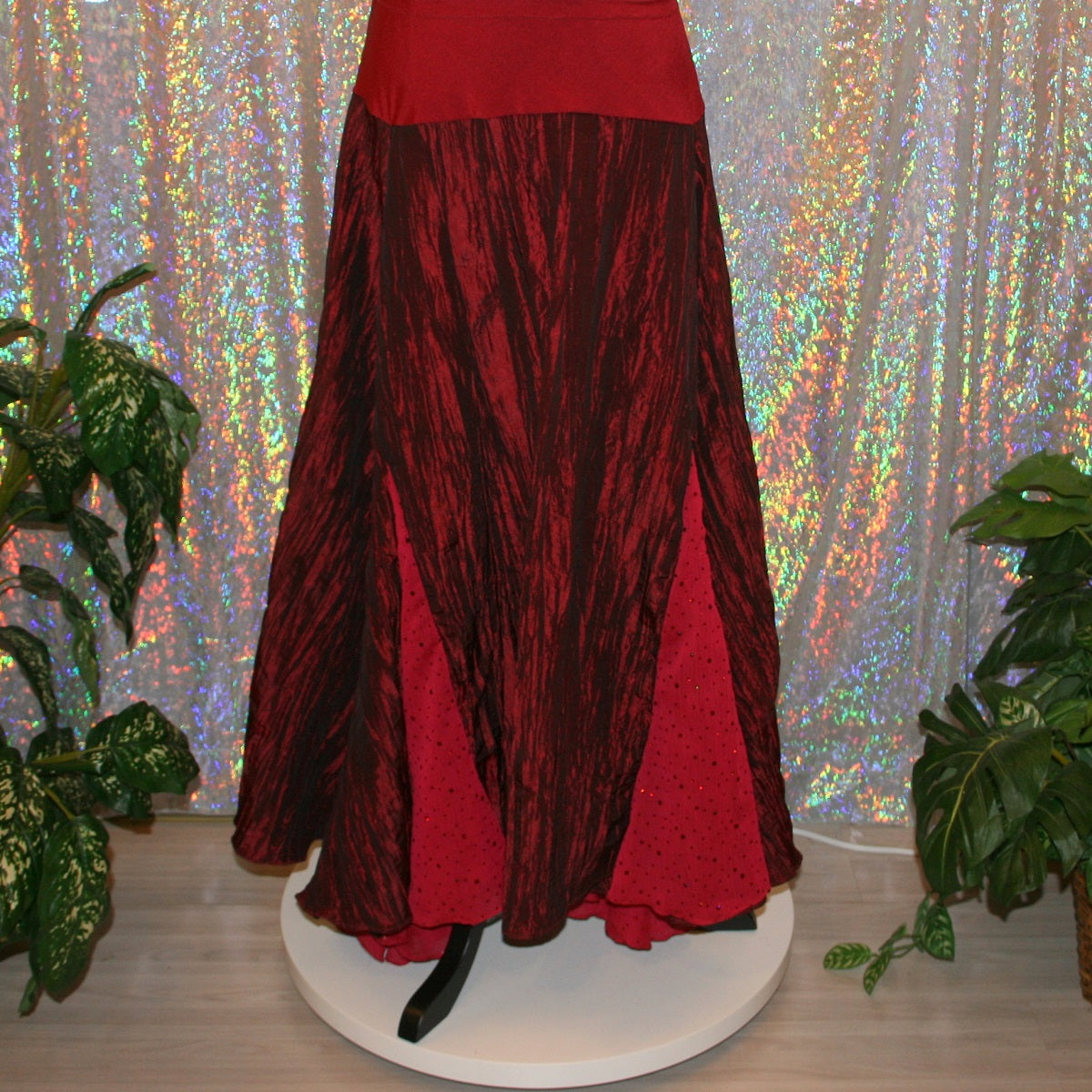 Red Ballroom Dance Skirt-Fire