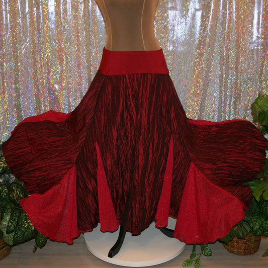 Red Ballroom Dance Skirt-Fire