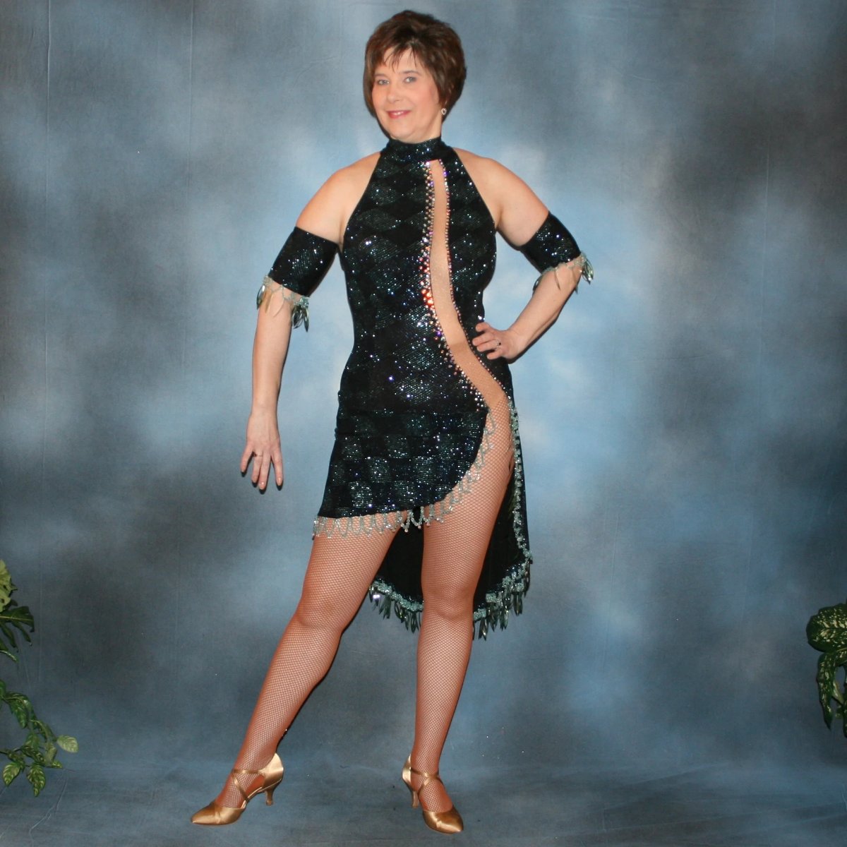 Black & Blue Latin-Rhythm Dress on Sale
