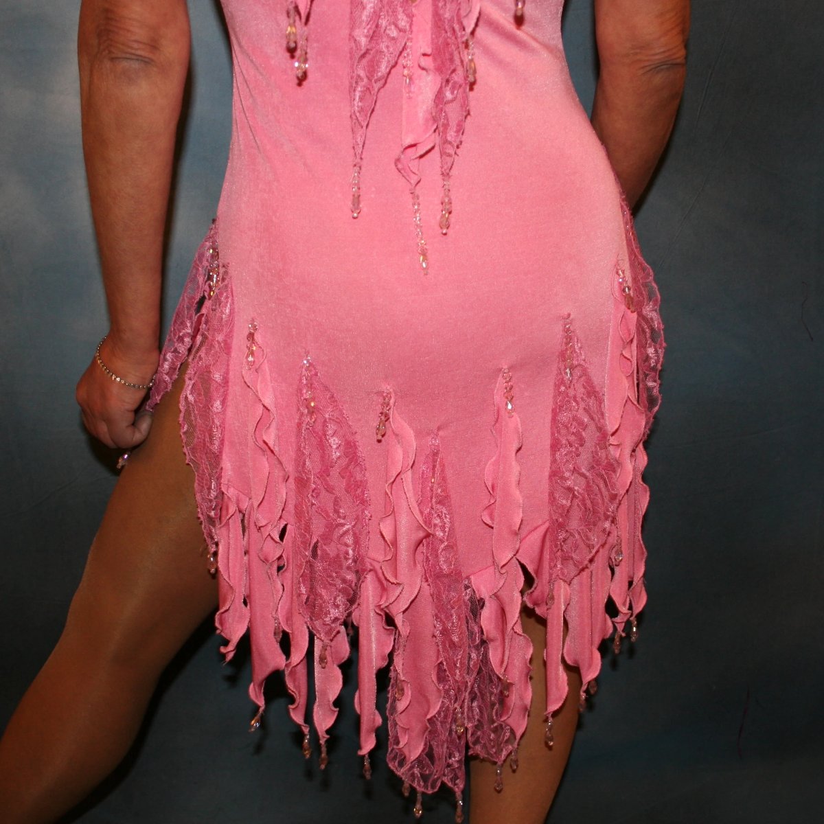 Pink Converta Ballroom Dress with Lace Ballroom Skirt& & Hand Beading-Jenna