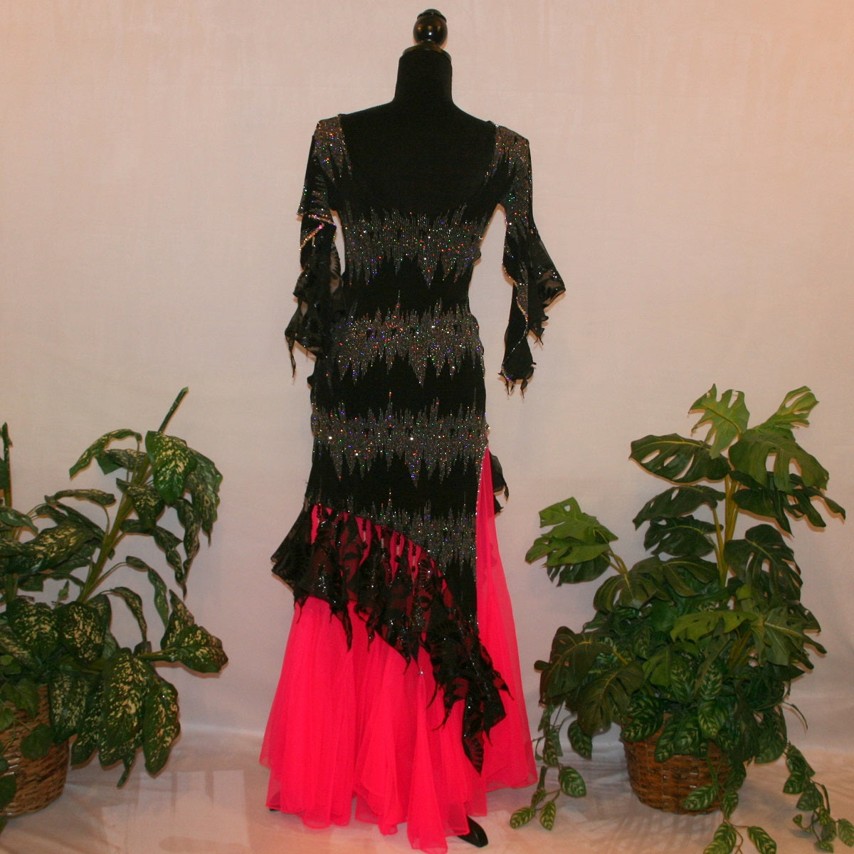 Black Converta Ballroom Dress with Hot Pink Ballroom Skirt-Kuntsa
