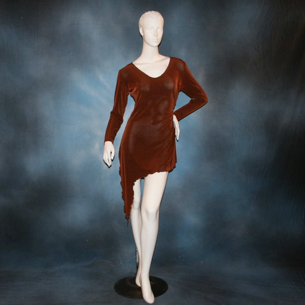 cinnamon brown slinky tunic can also be a simple Latin/rhythm dress for beginner ballroom dancers