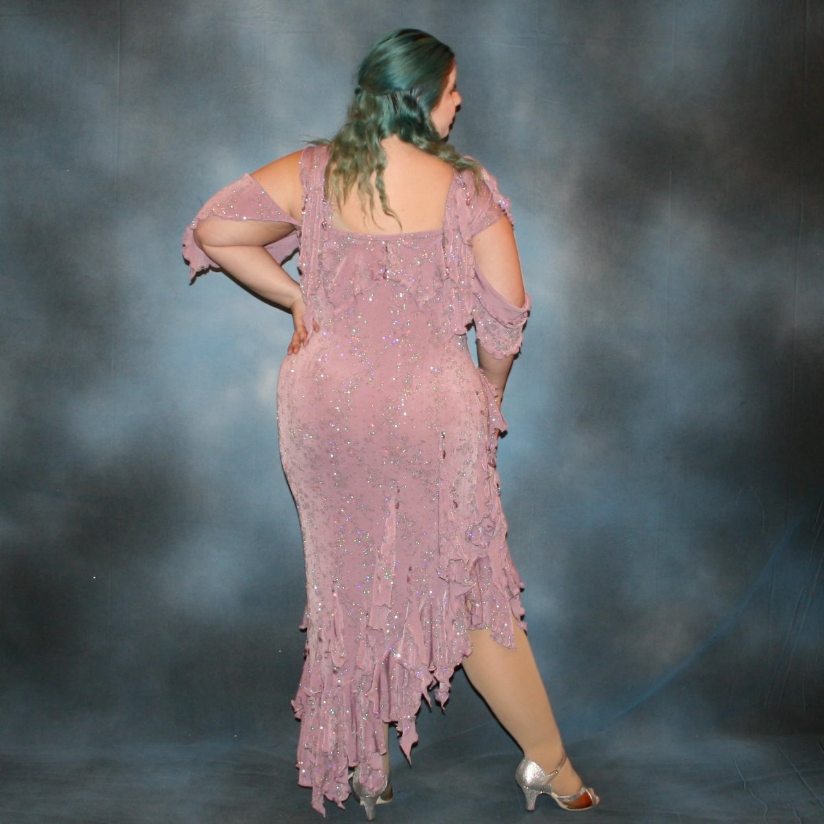 Orchid Plus Size Latin Dress with Hand Beading-Lyla