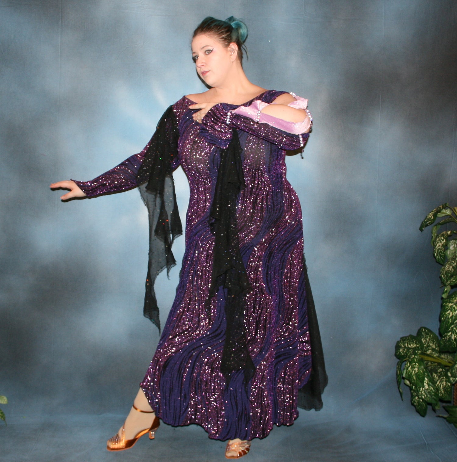 Purple & Black Plus Size Ballroom Dress | Size 13/14-19/20 Purple & Black Plus Size Ballroom Dress | Size 13/14-19/20