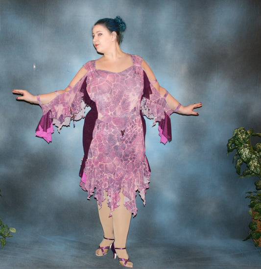 Purple Plus Size Latin-Rhythm Dress with Hand Beading-Shy Violet