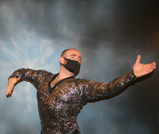 Men's Latin-Rhythm Shirt-Silver Swirls