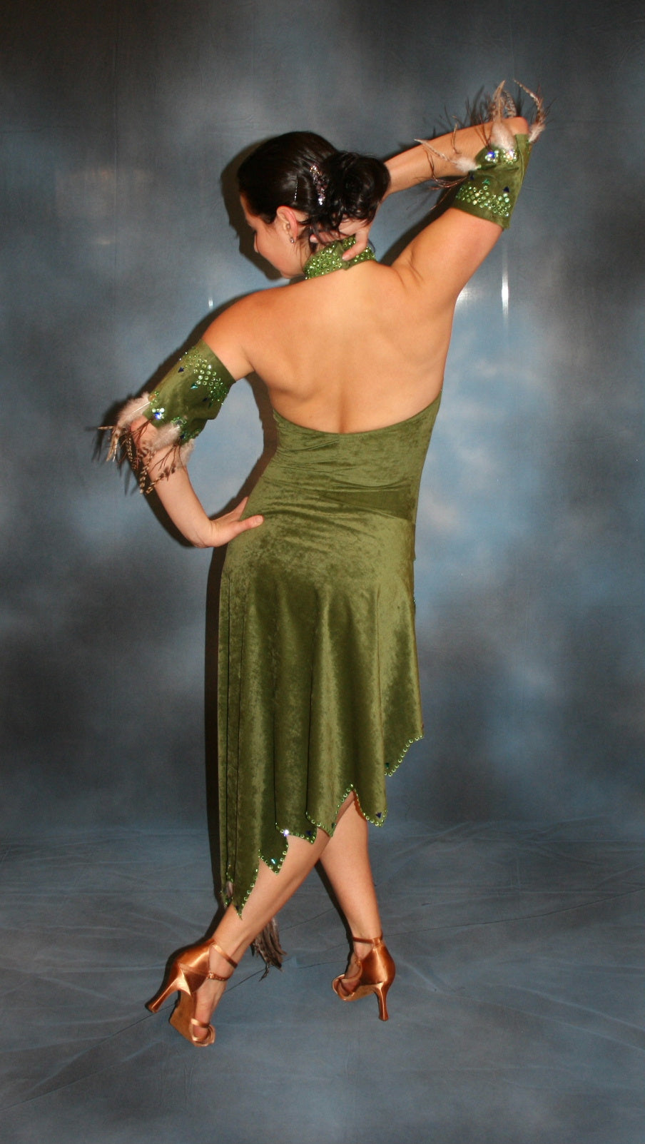 Olive Green Latin-Rhythm Dress on Sale-Southwest